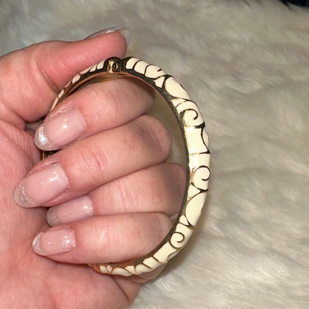 Gold and Enamel Bangle Bracelet